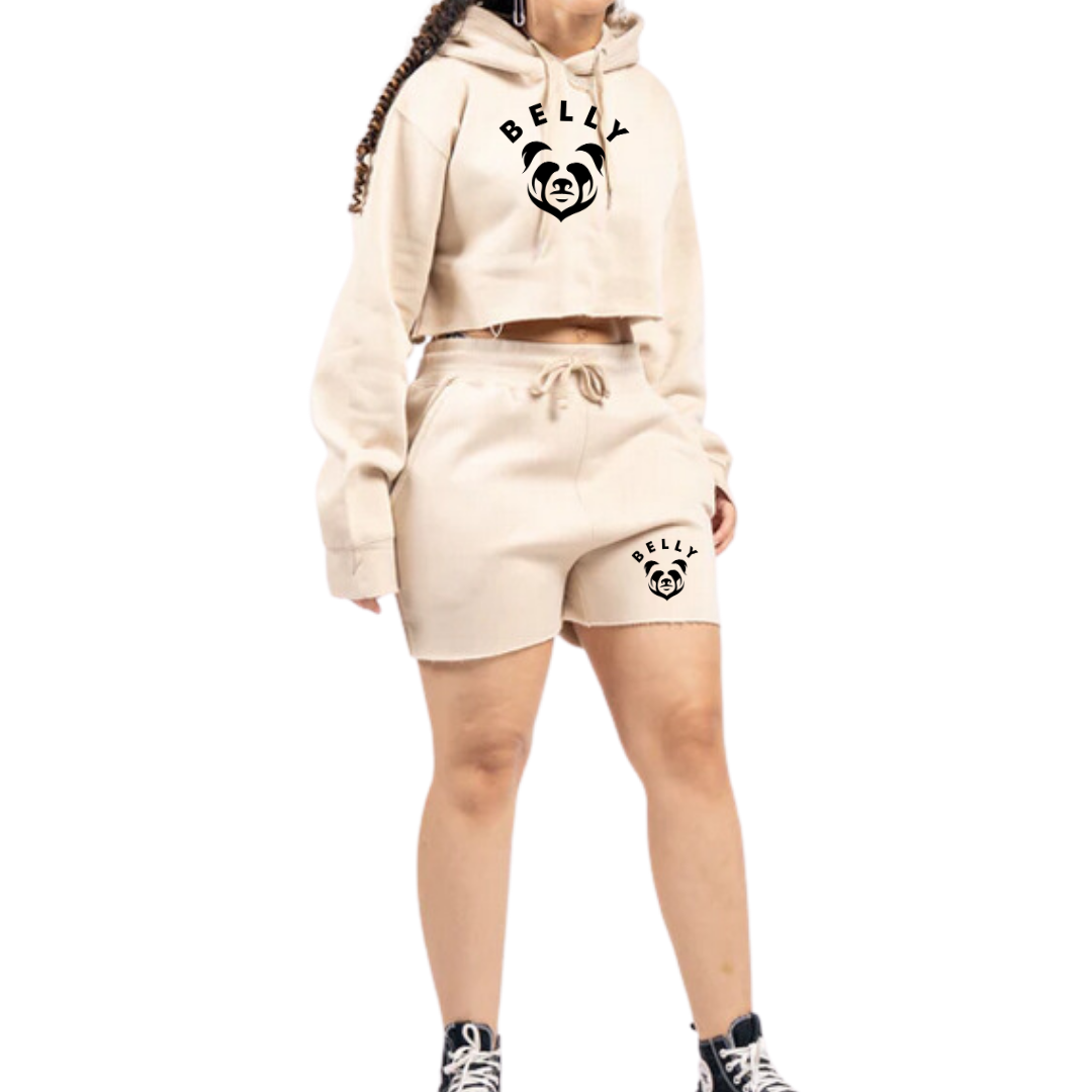 Belly Crop Top Fleece Short Set