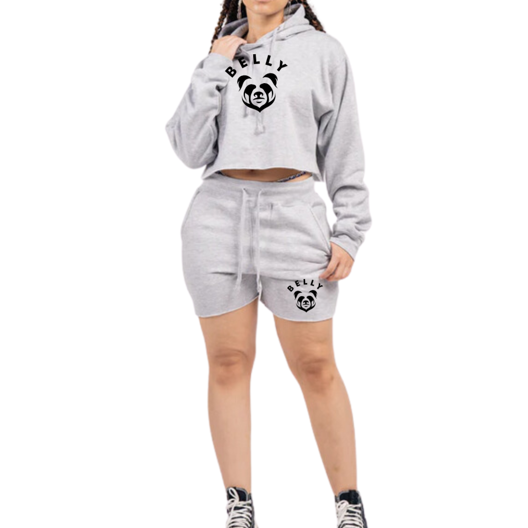 Belly Crop Top Fleece Short Set