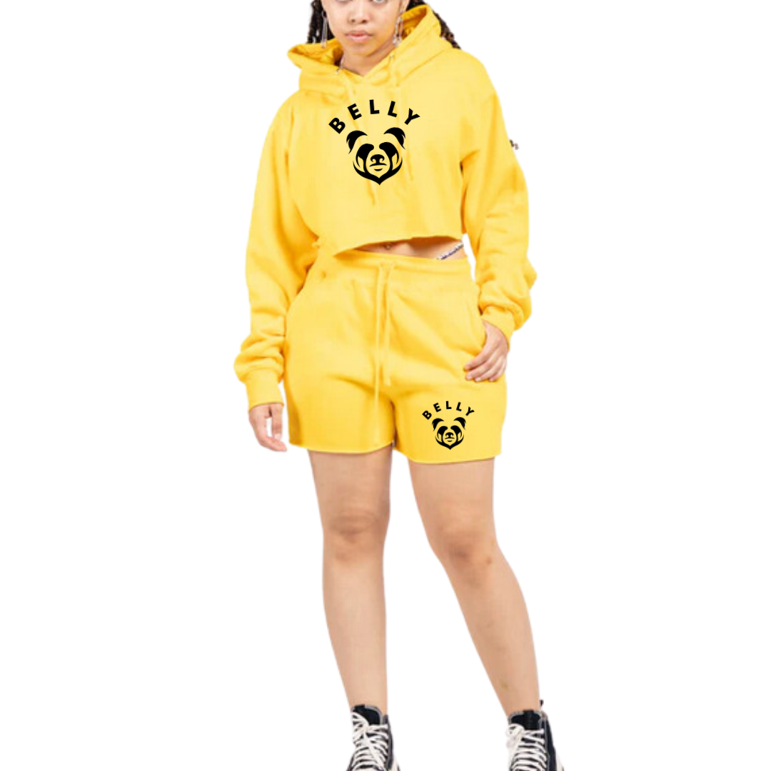 Belly Crop Top Fleece Short Set