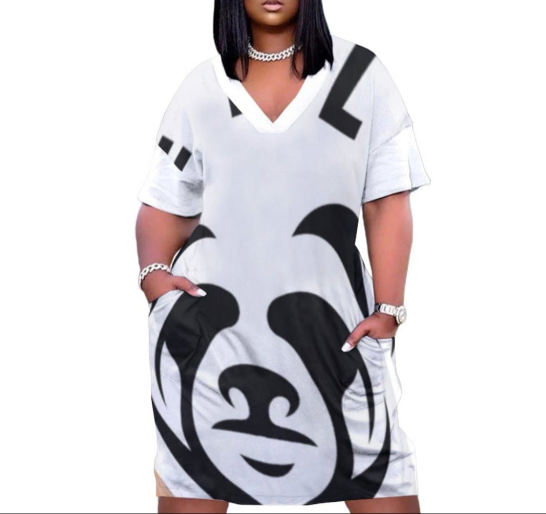 White Belly Panda Women's Loose-Fit Pocket Dress Belly Clothing White Belly Panda Women's Loose-Fit Pocket Dress Belly Clothing