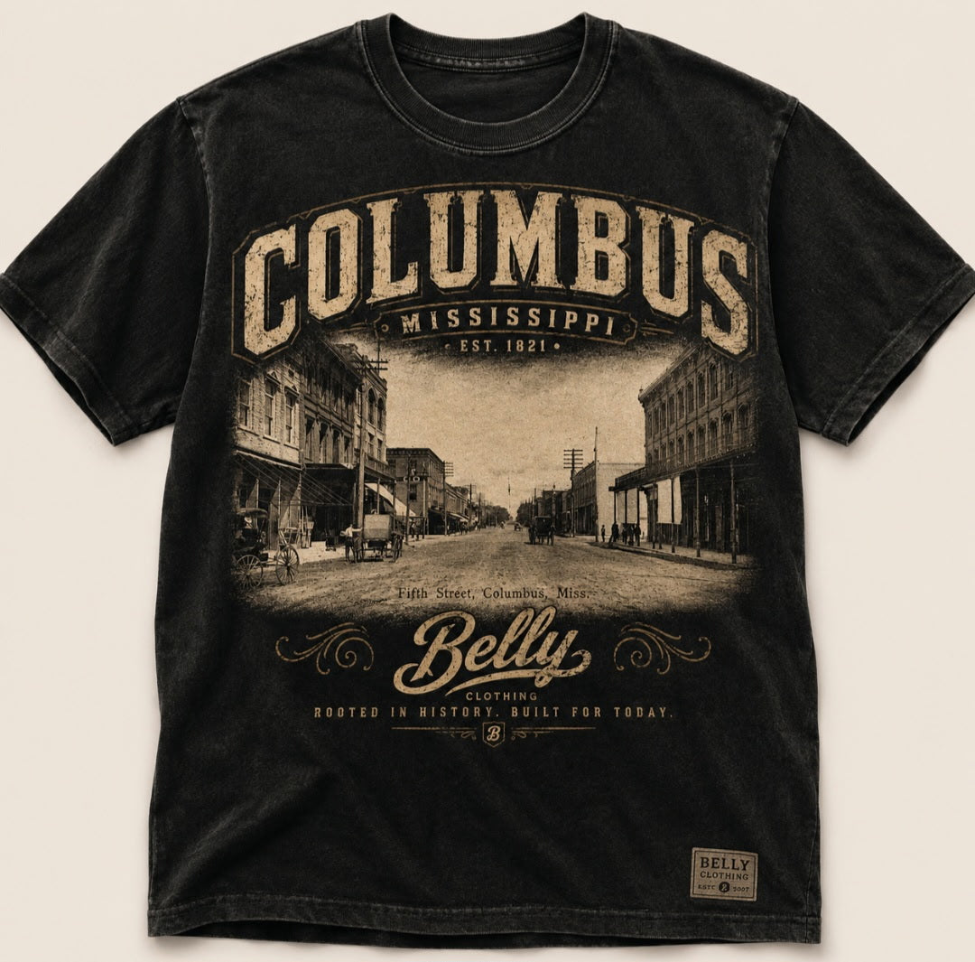 Black Vintage Columbus Belly T-Shirt