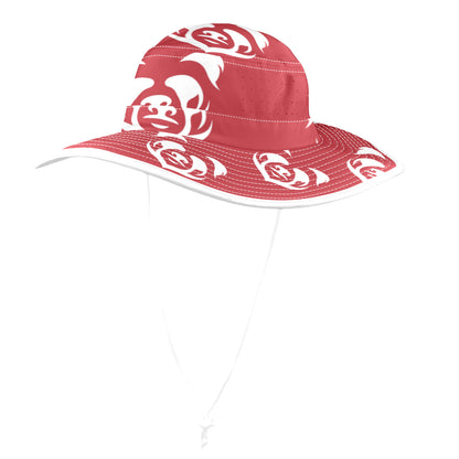 Belly Red White Wide Brim Bucket Hat